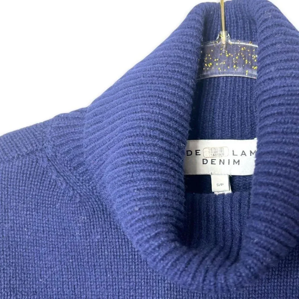 Derek 10 Lam Crosby Wool Blue Grey Turtleneck Contrast Block Sweater Size S